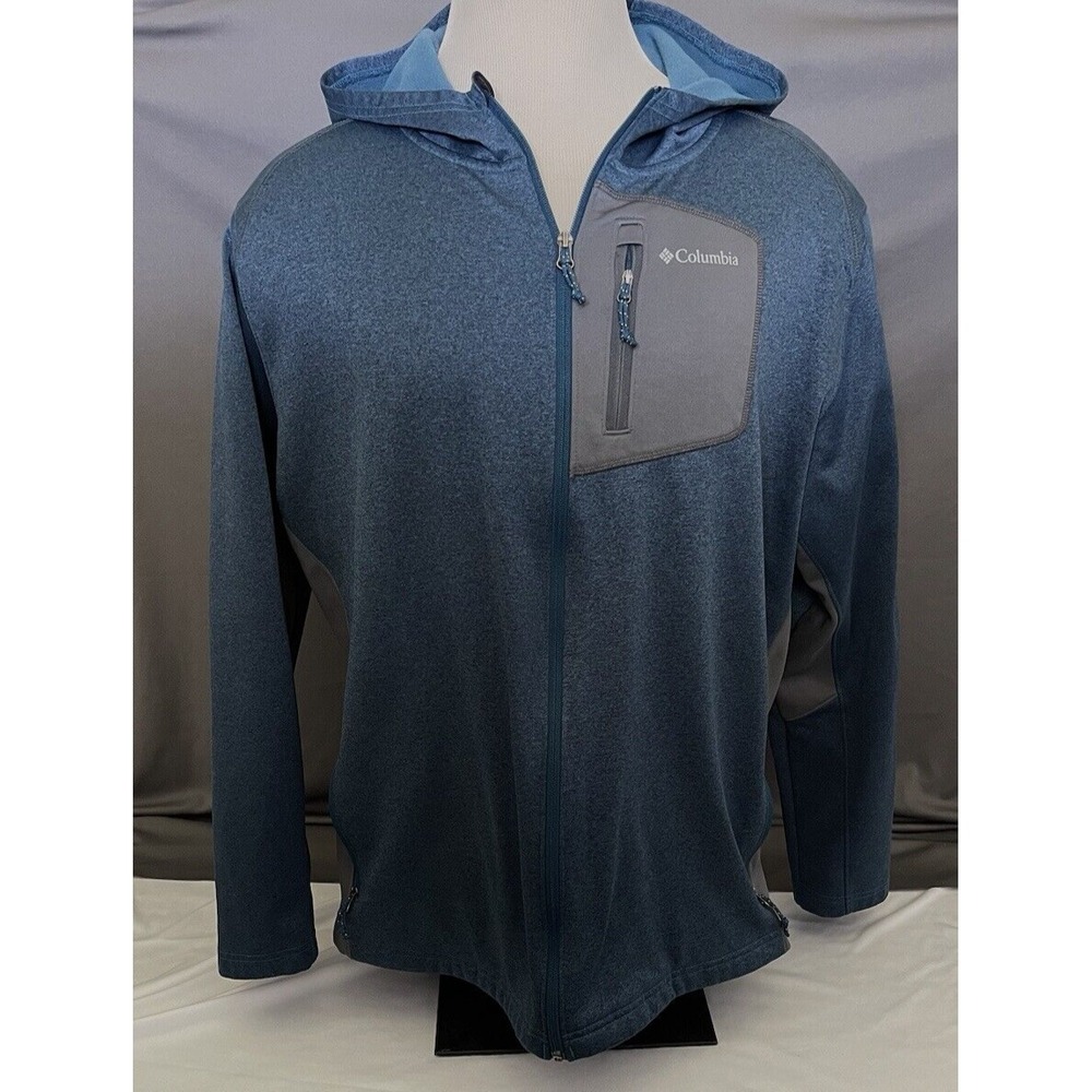 Columbia Active Jacket Mens XXL Blue Full Zip Hooded Pocket Jacket